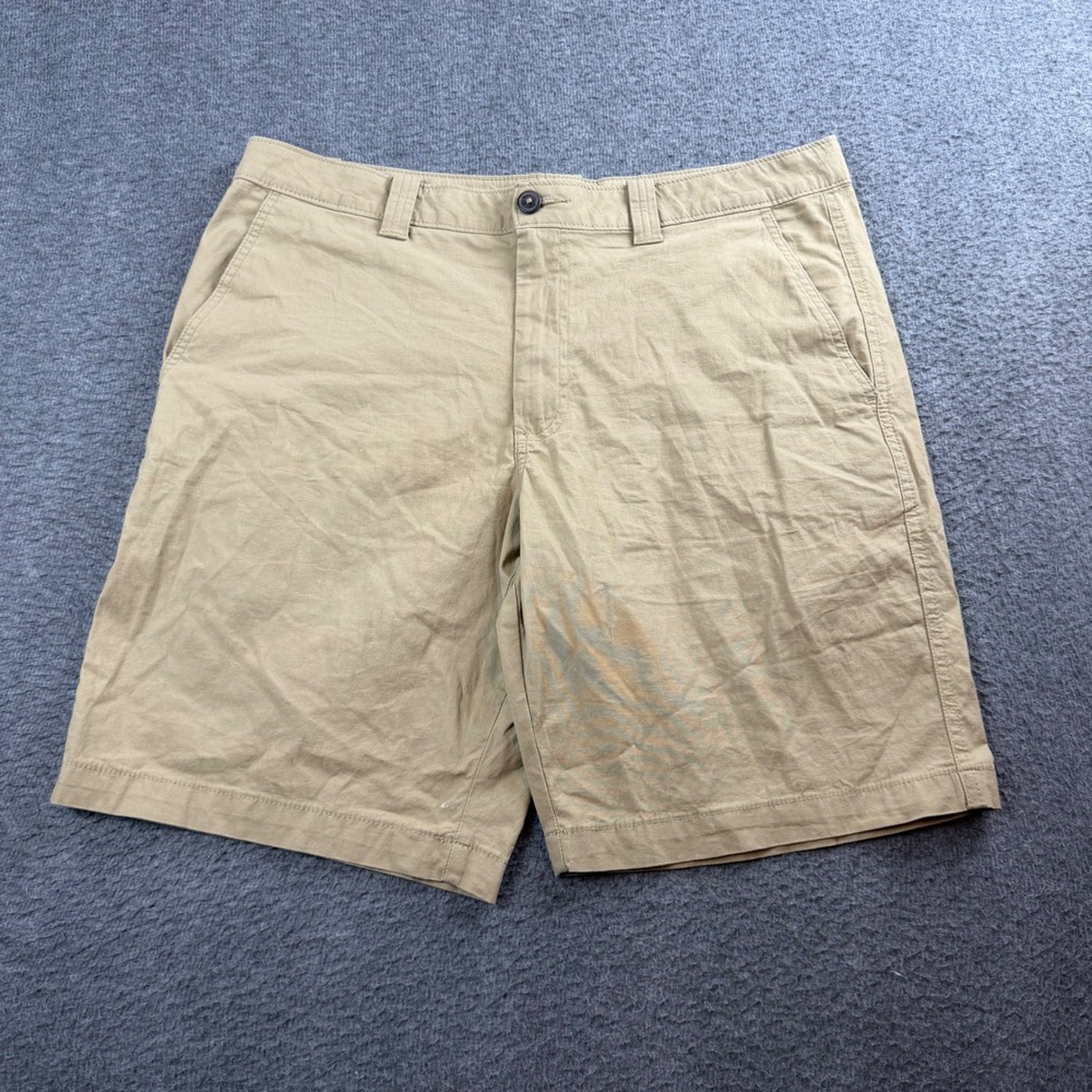 Magellan Outdoors Chino Shorts Men's 34W Tan Khaki Hiking Casual Flat Front